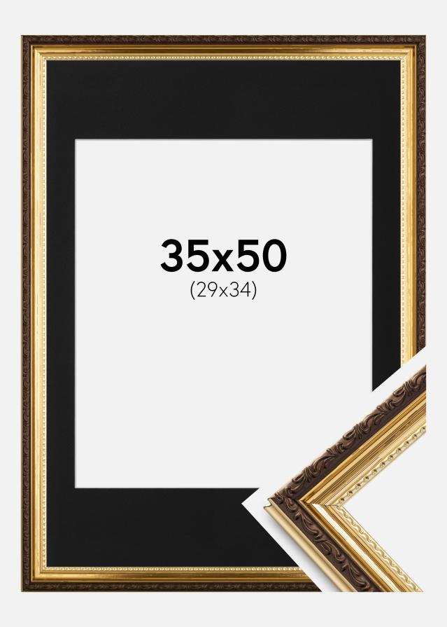 Cadre Abisko Or 35x50 cm - Passe-partout Noir 30x35 cm