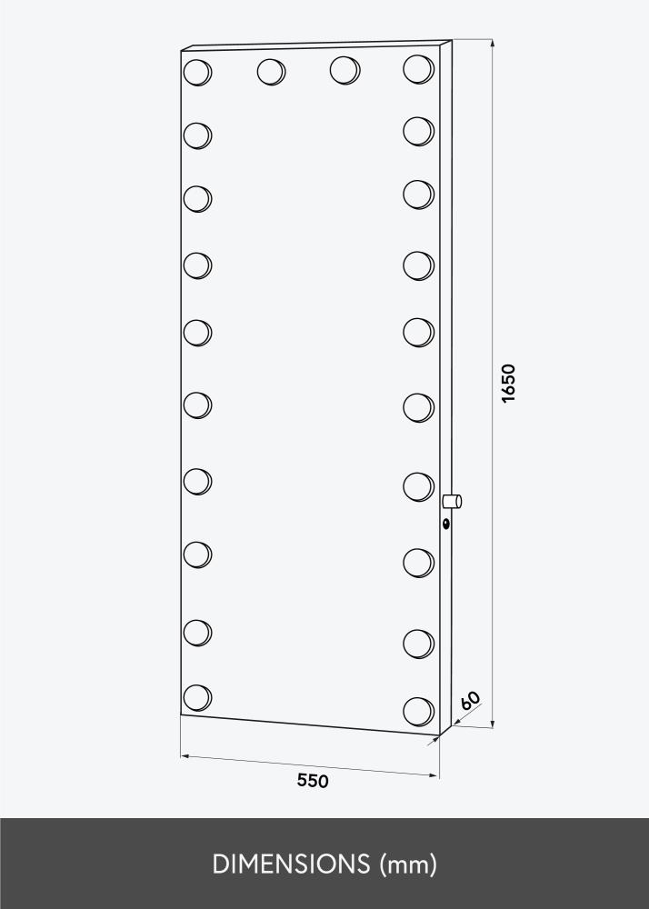 KAILA Miroir Tall LED Noir 55x165 cm