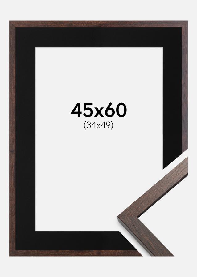 Cadre Trendy Noyer 45x60 cm - Passe-partout Noir 35x50 cm