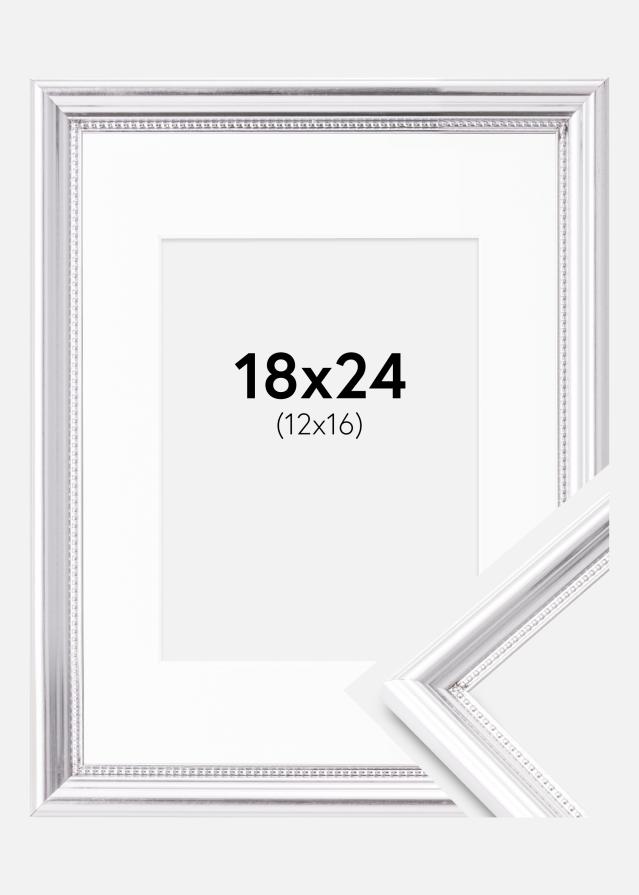 Cadre Gala Argent 18x24 cm - Passe-partout Blanc 13x17 cm