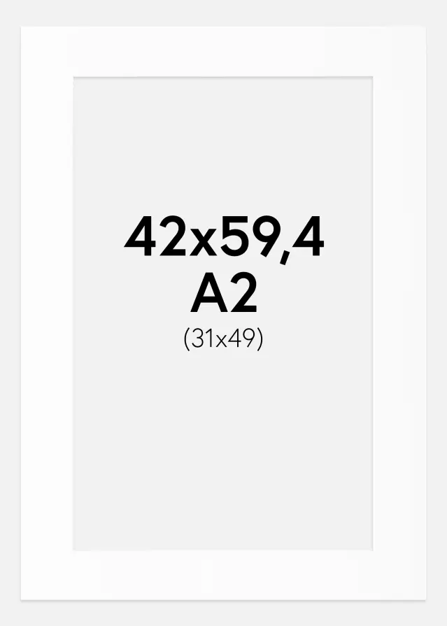 Passe-partout Blanc Standard (noyau blanc) 42x59,4 cm (31x49)