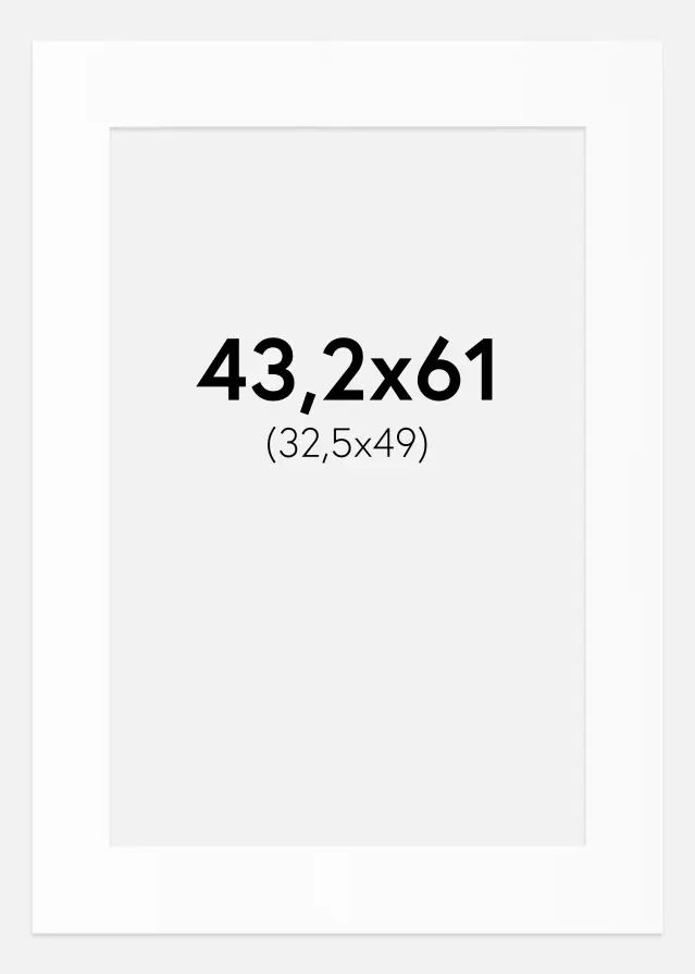 Passe-partout Blanc Standard (noyau blanc) 43,2x61 cm (32,5x49)