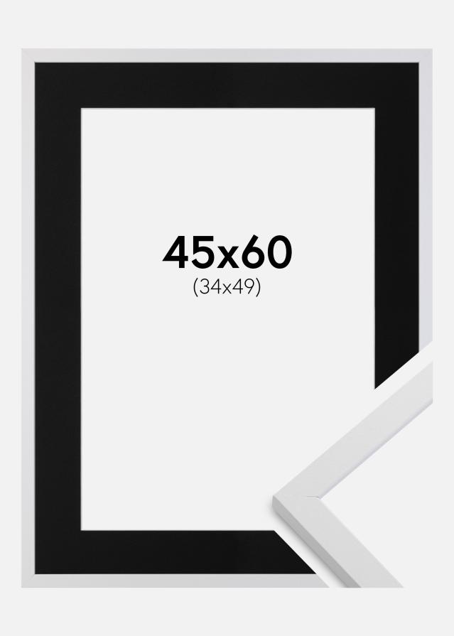 Cadre Trendy Blanc 45x60 cm - Passe-partout Noir 35x50 cm