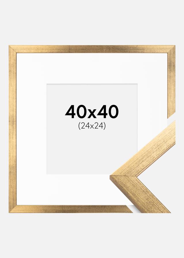 Cadre Stilren Or 40x40 cm - Passe-partout Blanc 25x25 cm