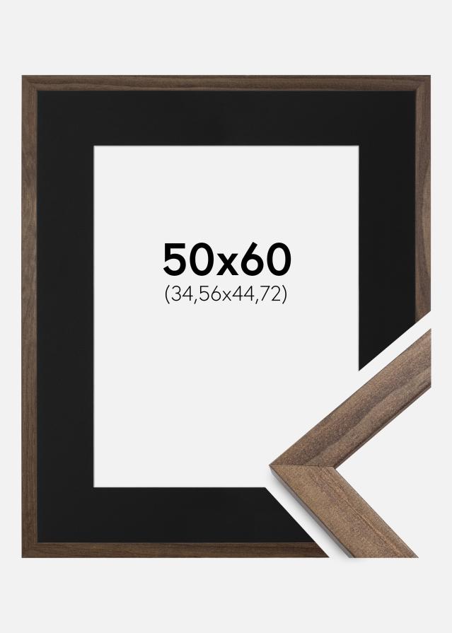 Cadre Stilren Noyer 50x60 cm - Passe-partout Noir 14x18 pouces (35,56x45,72 cm)