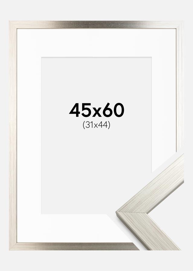 Cadre Silver Wood 45x60 cm - Passe-partout Blanc 32x45 cm