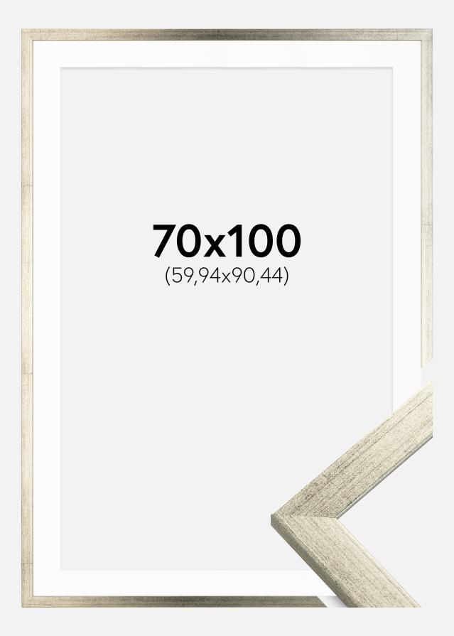 Cadre Stilren Argent 70x100 cm - Passe-partout Blanc 24x36 pouces