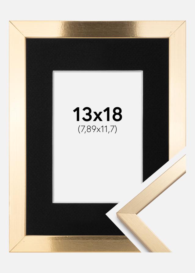 Cadre Trendy Or 13x18 cm - Passe-partout Noir 3,5x5 pouces