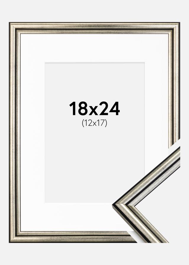 Cadre Horndal Argent 18x24 cm - Passe-partout Blanc 13x18 cm