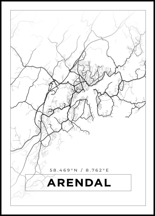 Map - Arendal - White