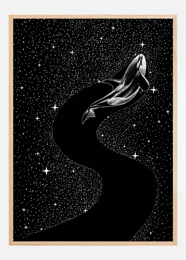 Starry Orca (Black Version) Poster