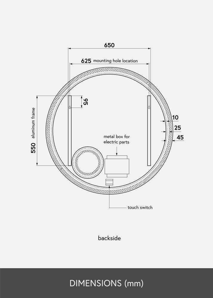 KAILA Miroir Circular Magnifying LED 100 cm Ø