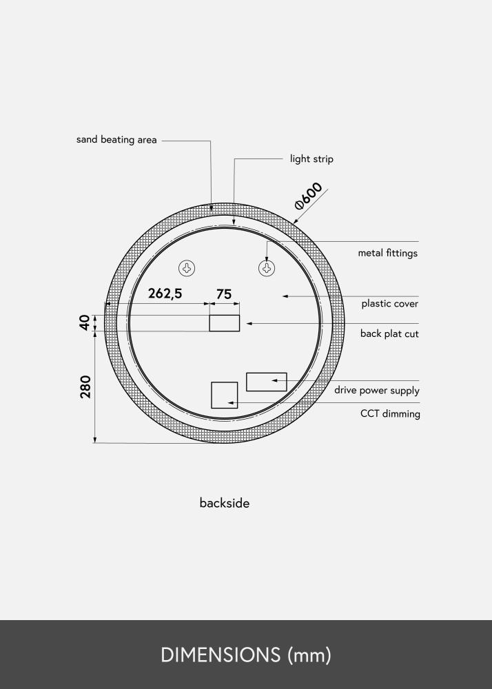 KAILA Miroir Circular LED 60 cm Ø