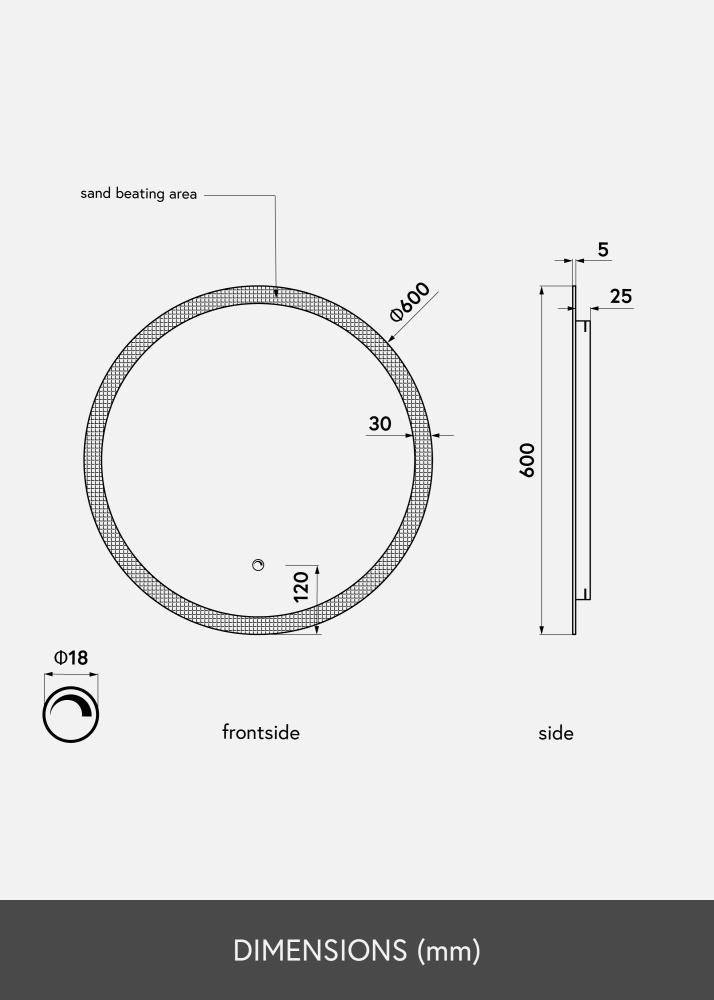 KAILA Miroir Circular LED 60 cm Ø