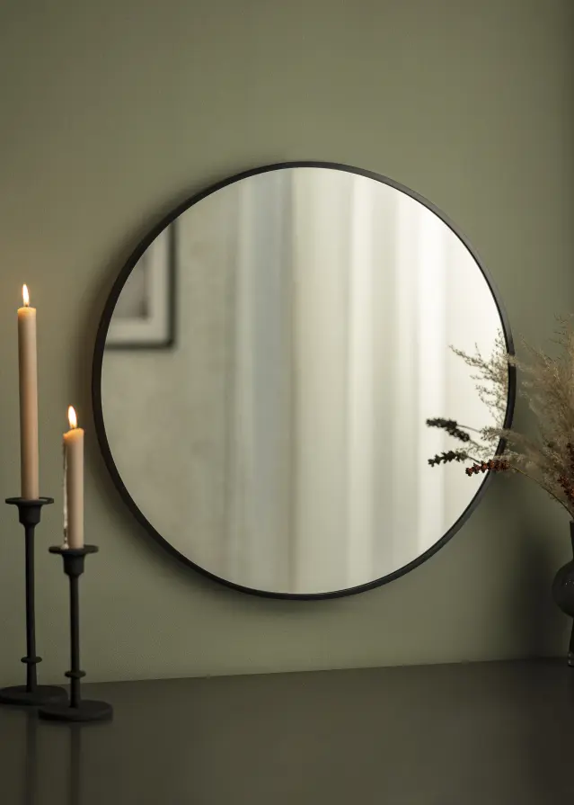 Miroir Madrid Noir diamètre 60 cm