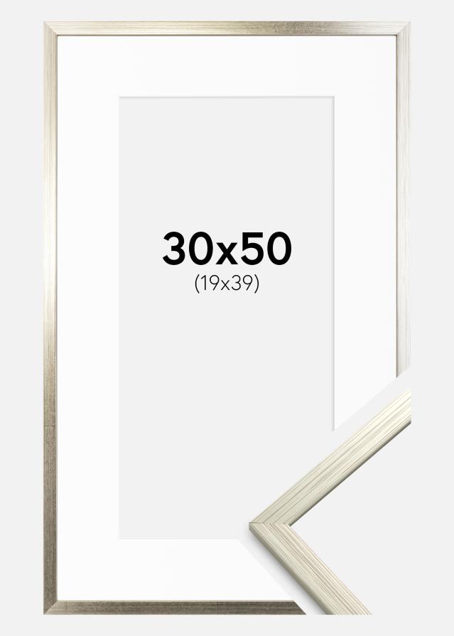 Cadre Edsbyn Argent 30x50 cm - Passe-partout Blanc 20x40 cm