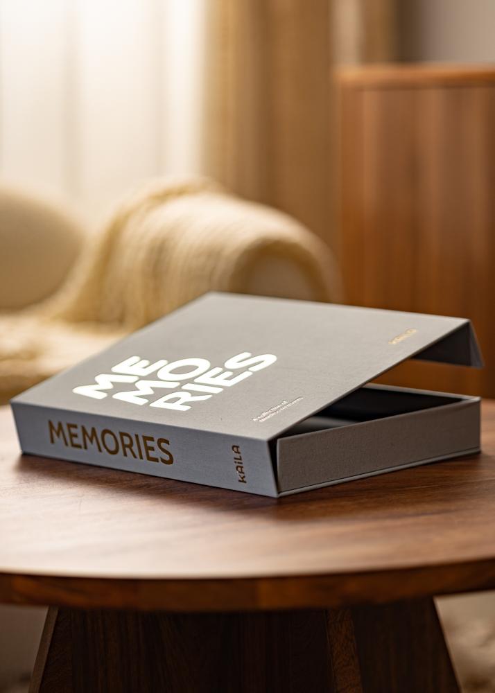 KAILA MEMORIES Grey - Coffee Table Photo Album (60 Pages Noires / 30 Feuilles)