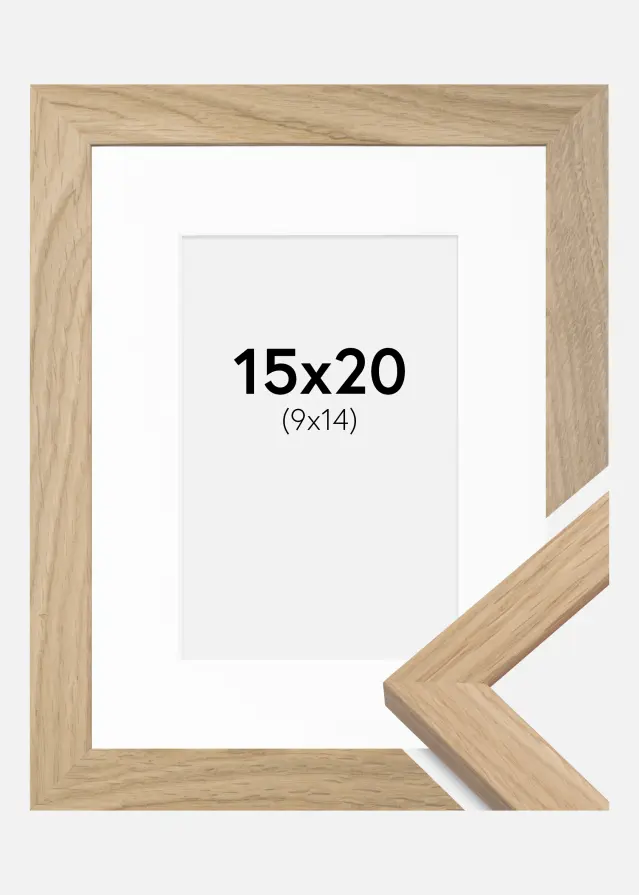 Cadre Oak Wood 15x20 cm - Passe-partout Blanc 10x15 cm