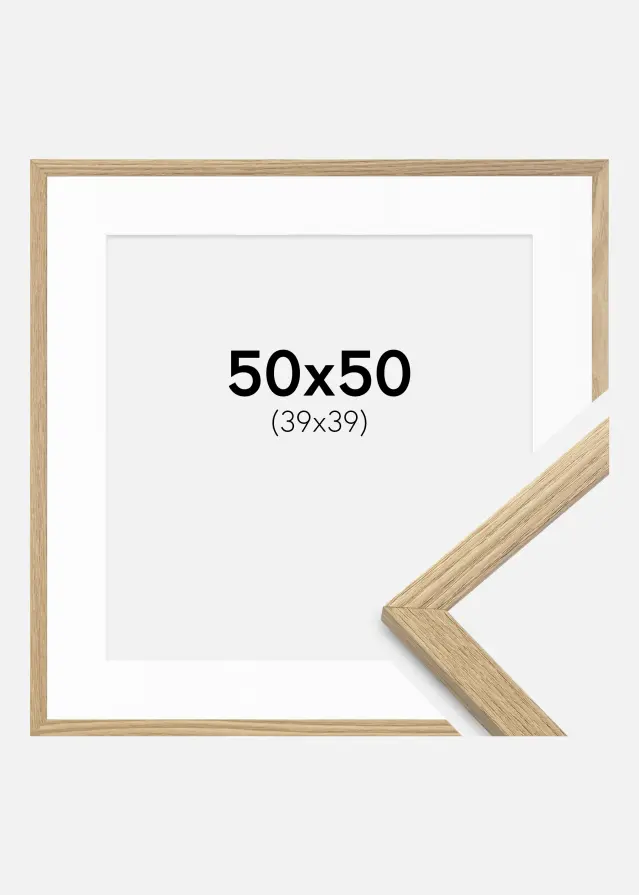 Cadre Trendy Chêne 50x50 cm - Passe-partout Blanc 40x40 cm
