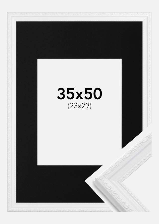 Cadre Abisko Blanc 35x50 cm - Passe-partout Noir 24x30 cm