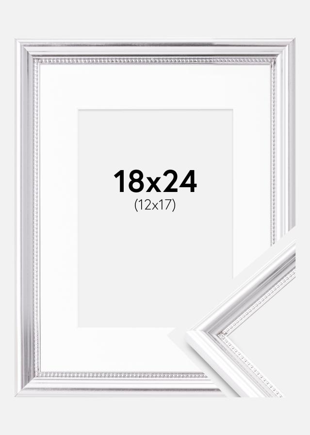 Cadre Gala Argent 18x24 cm - Passe-partout Blanc 13x18 cm