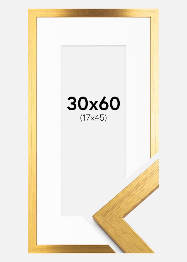 Cadre Gold Wood 30x60 cm - Passe-partout Blanc 18x46 cm