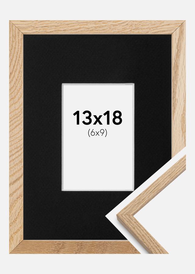 Cadre Oslo Chêne 13x18 cm - Passe-partout Noir 7x10 cm