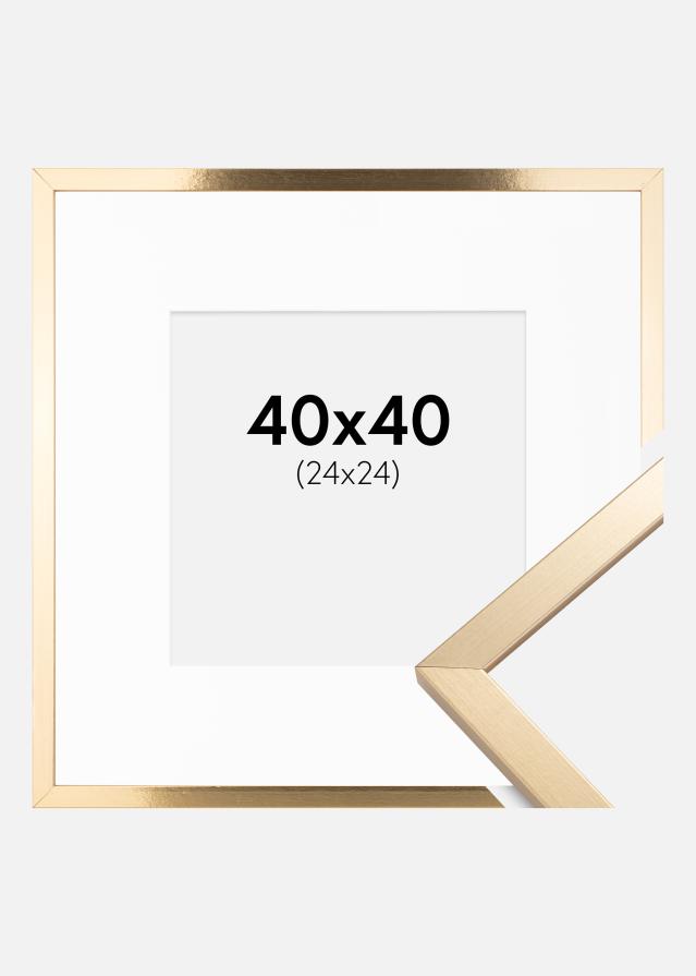 Cadre Trendy Or 40x40 cm - Passe-partout Blanc 25x25 cm