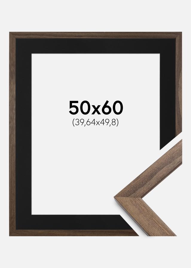 Cadre Stilren Noyer 50x60 cm - Passe-partout Noir 16x20 pouces (40,64x50,8 cm)