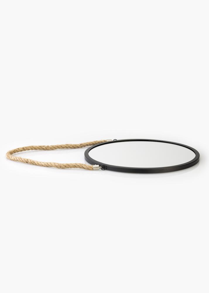 KAILA Miroir rond Rope - Noir diamètre 30 cm
