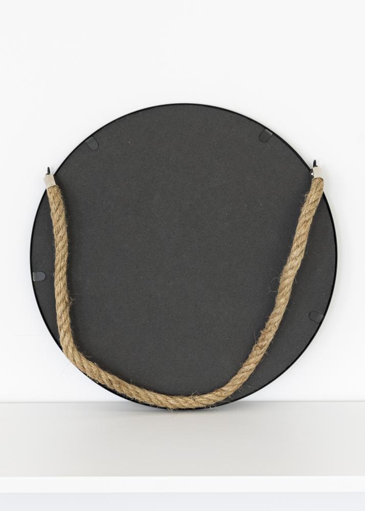 KAILA Miroir rond Rope - Noir diamètre 30 cm