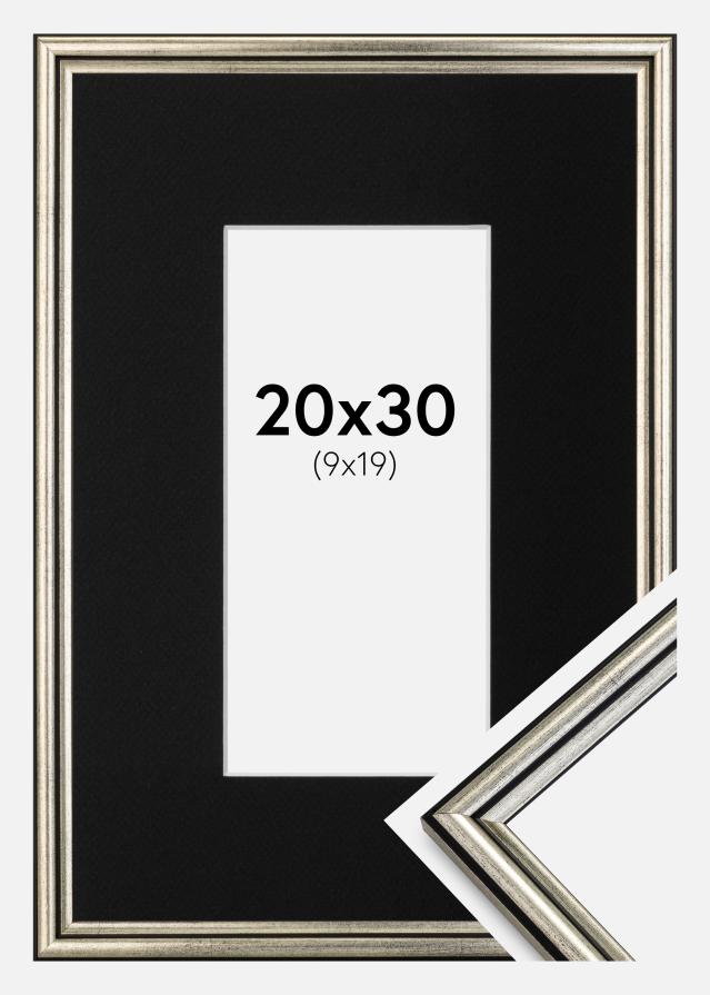 Cadre Horndal Argent 20x30 cm - Passe-partout Noir 10x20 cm