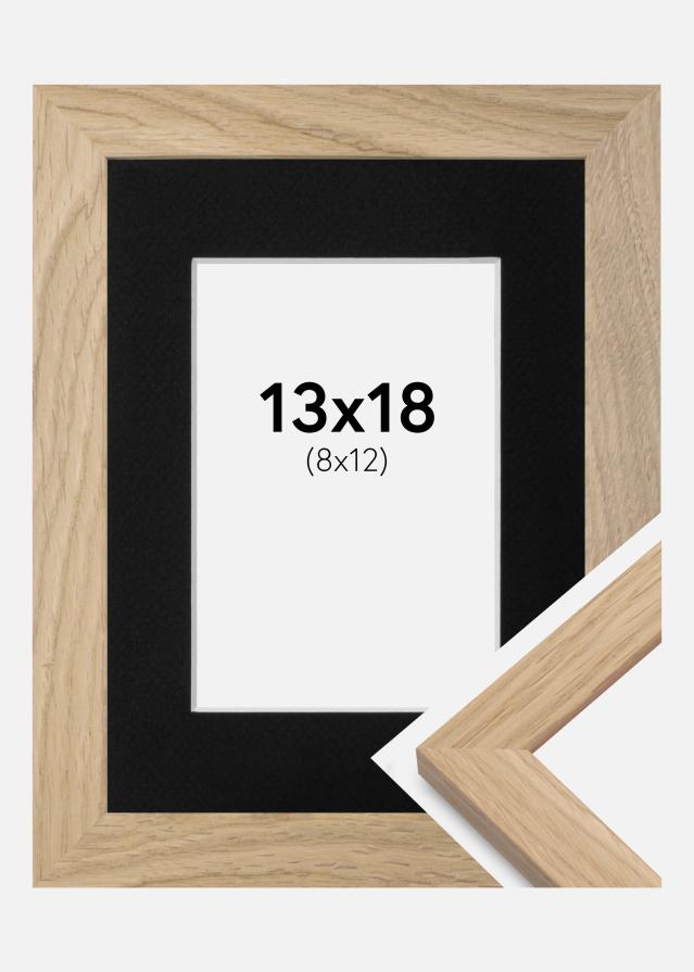 Cadre Oak Wood 13x18 cm - Passe-partout Noir 9x13 cm