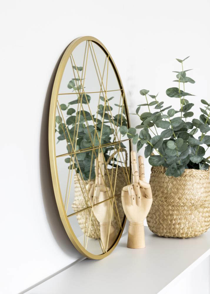 KAILA Miroir rond Triangles - Or diamètre 55 cm