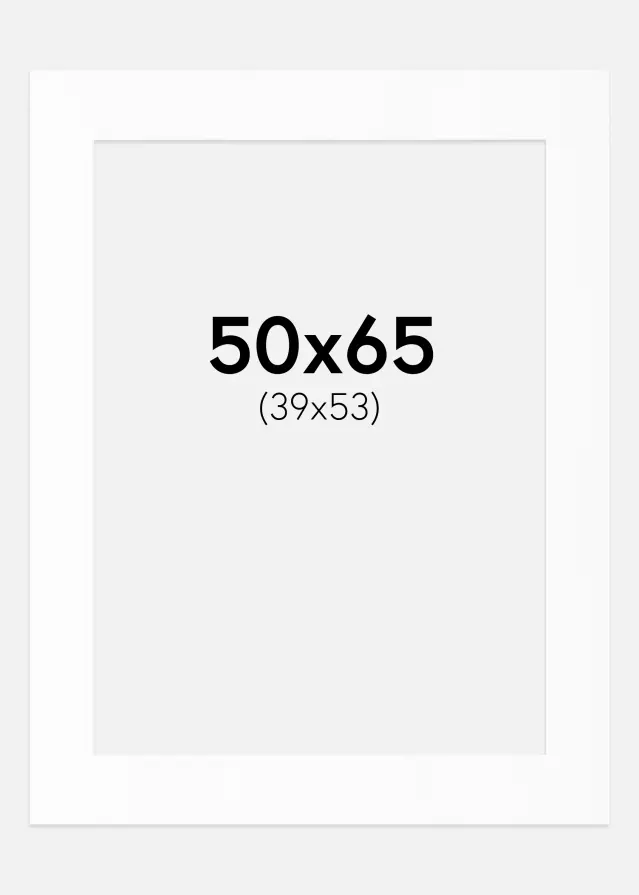 Passe-partout Blanc Standard (noyau blanc) 50x65 cm (39x53)