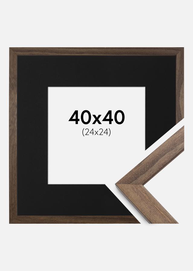 Cadre Stilren Noyer 40x40 cm - Passe-partout Noir 25x25 cm