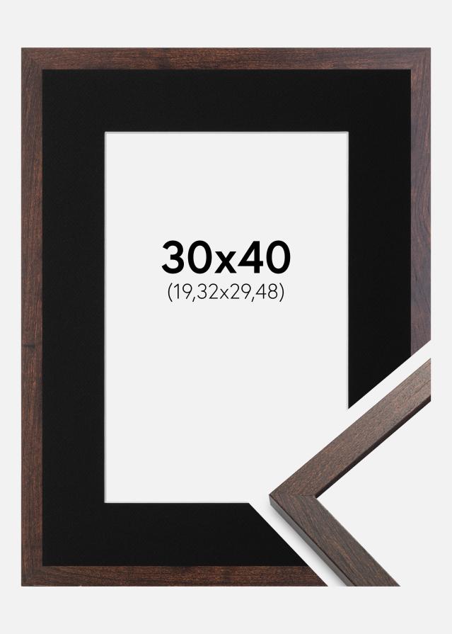 Cadre Trendy Noyer 30x40 cm - Passe-partout Noir 8x12 pouces