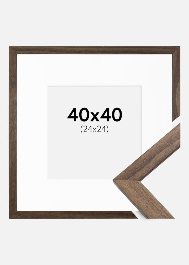 Cadre Stilren Noyer 40x40 cm - Passe-partout Blanc 25x25 cm