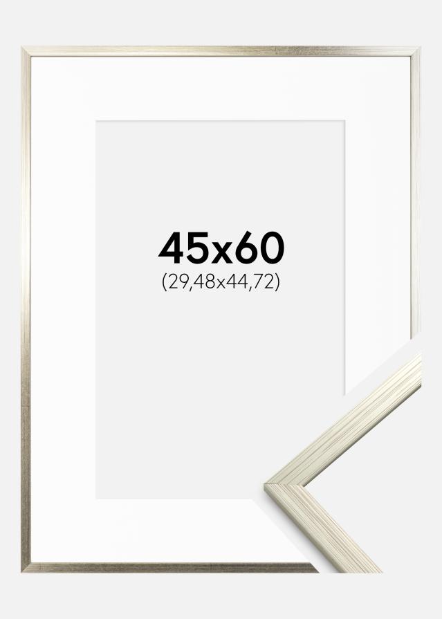 Cadre Edsbyn Argent 45x60 cm - Passe-partout Blanc 12x18 inches