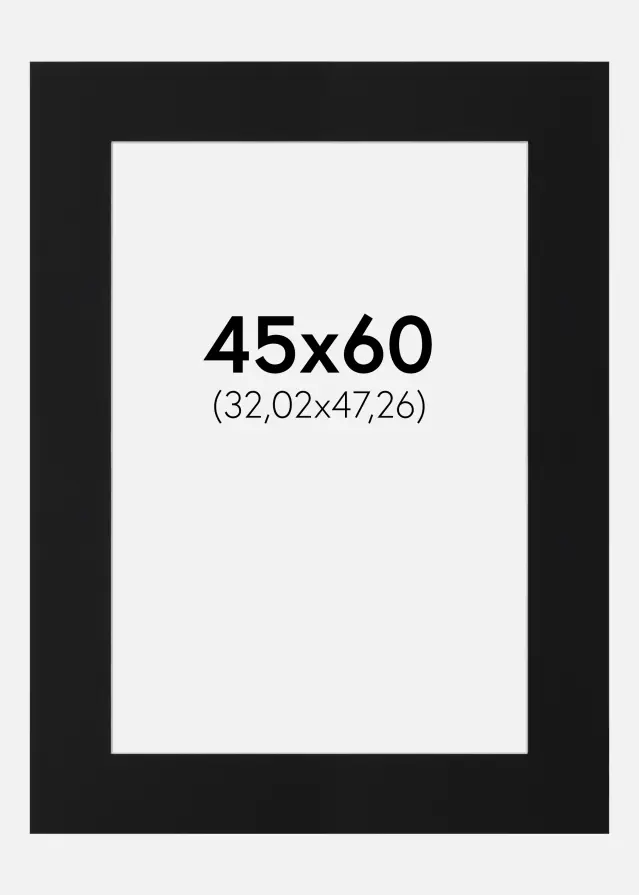 Passe-partout Noir Standard (noyau blanc) 45x60 cm (32,02x47,26)