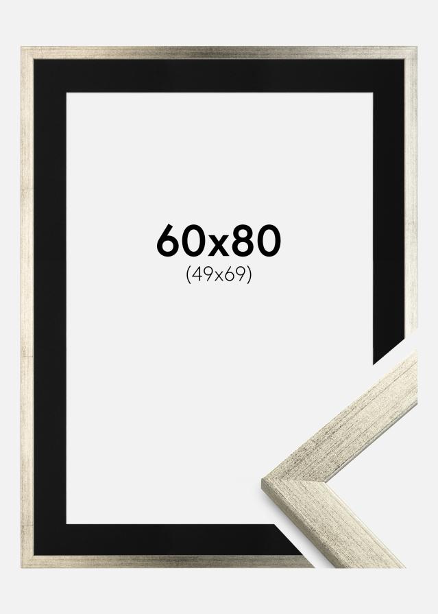Cadre Stilren Argent 60x80 cm - Passe-partout Noir 50x70 cm