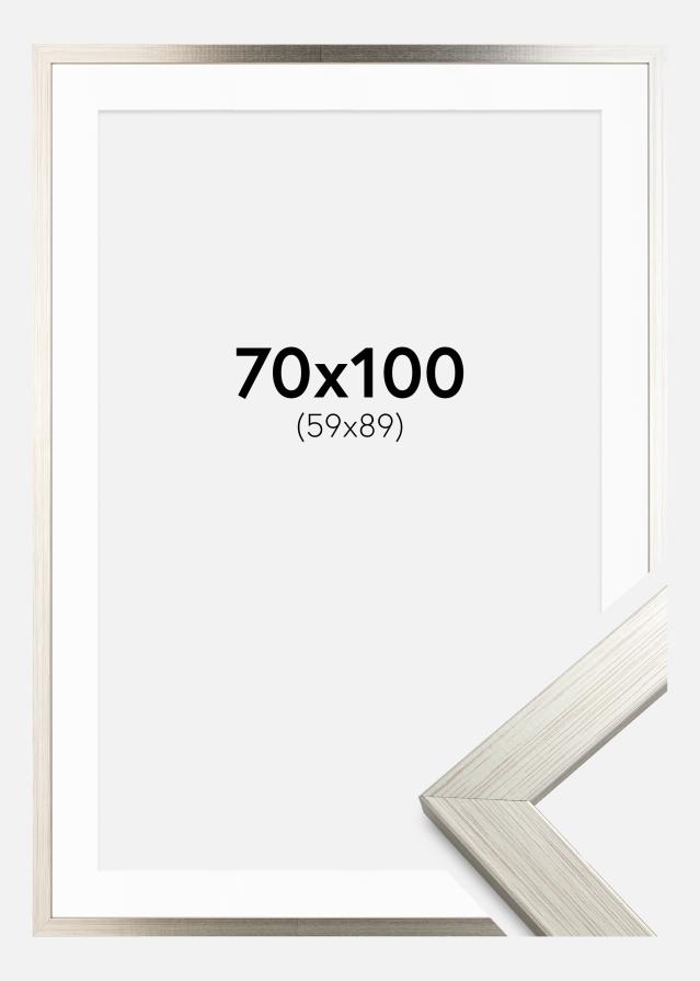 Cadre Silver Wood 70x100 cm - Passe-partout Blanc 60x90 cm