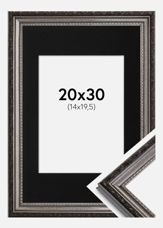 Cadre Abisko Argent 20x30 cm - Passe-partout Noir 15x21 cm