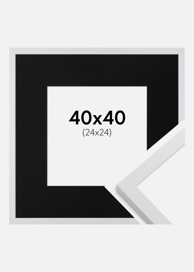 Cadre Trendy Blanc 40x40 cm - Passe-partout Noir 25x25 cm