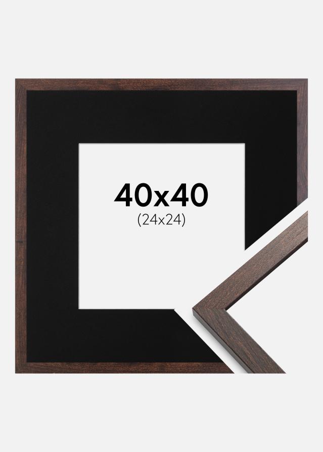 Cadre Trendy Noyer 40x40 cm - Passe-partout Noir 25x25 cm