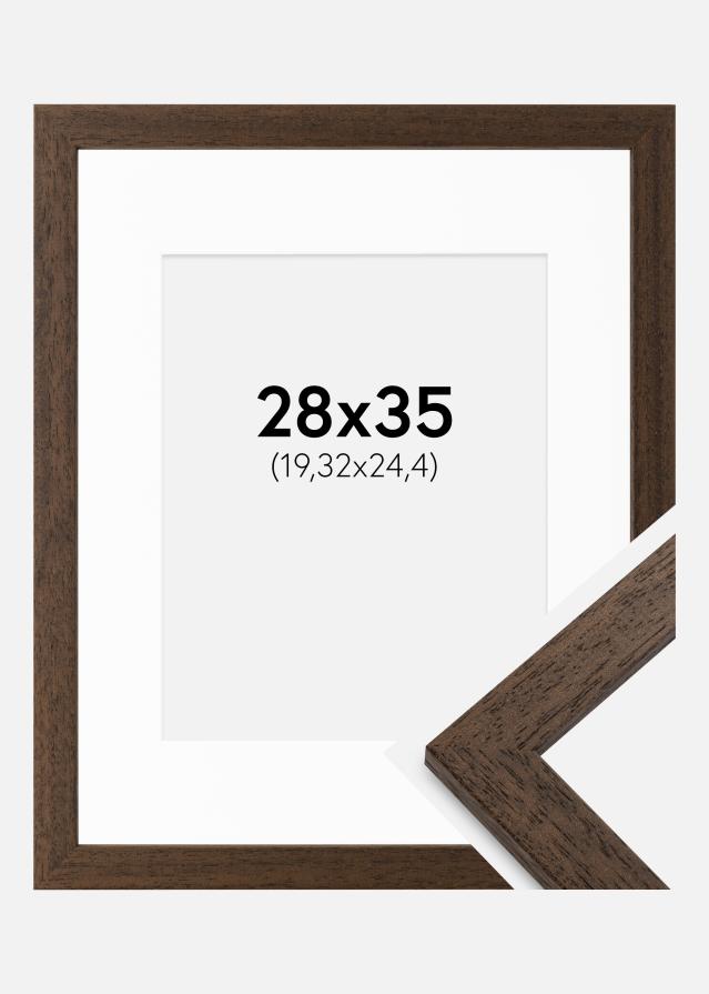 Cadre Brown Wood 28x35 cm - Passe-partout Blanc 8x10 inches