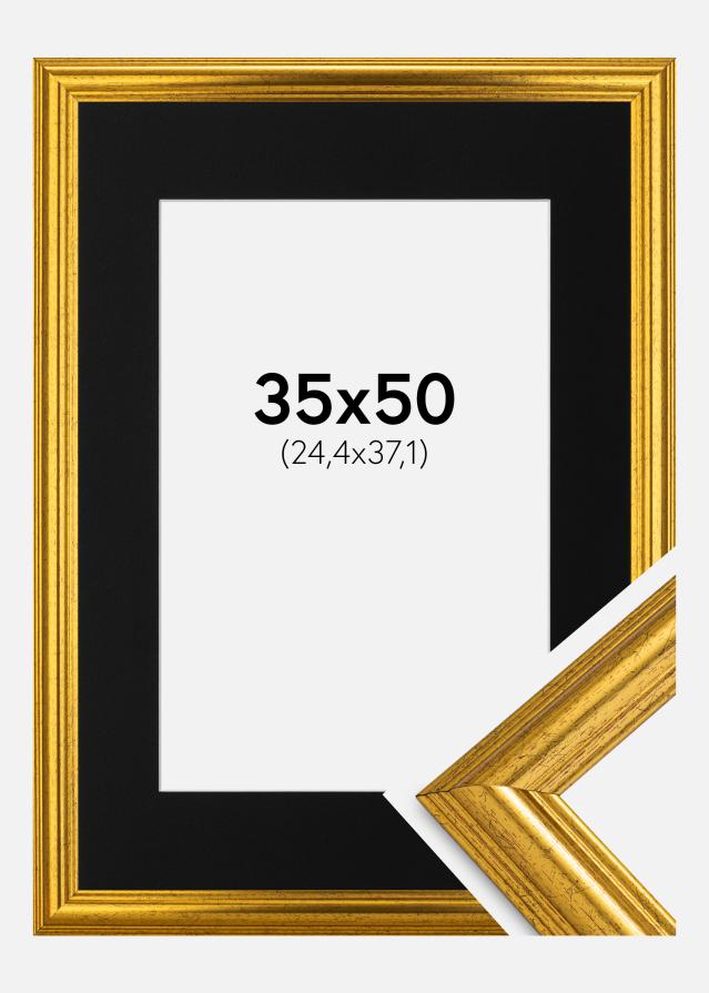 Cadre Västkusten Or 35x50 cm - Passe-partout Noir 10x15 pouces