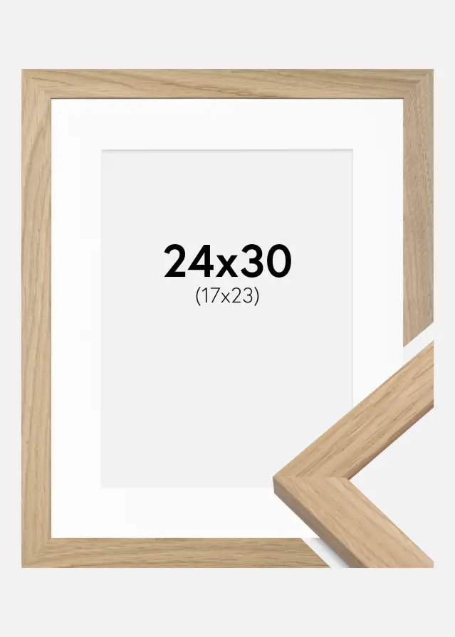 Cadre Oak Wood 24x30 cm - Passe-partout Blanc 18x24 cm