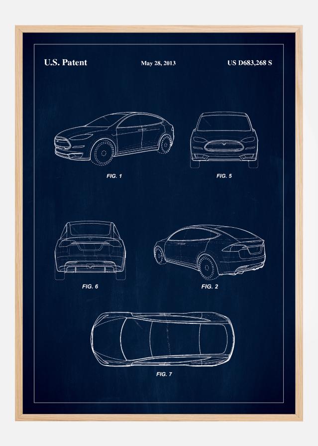 Patent Print - Tesla - Blue Poster