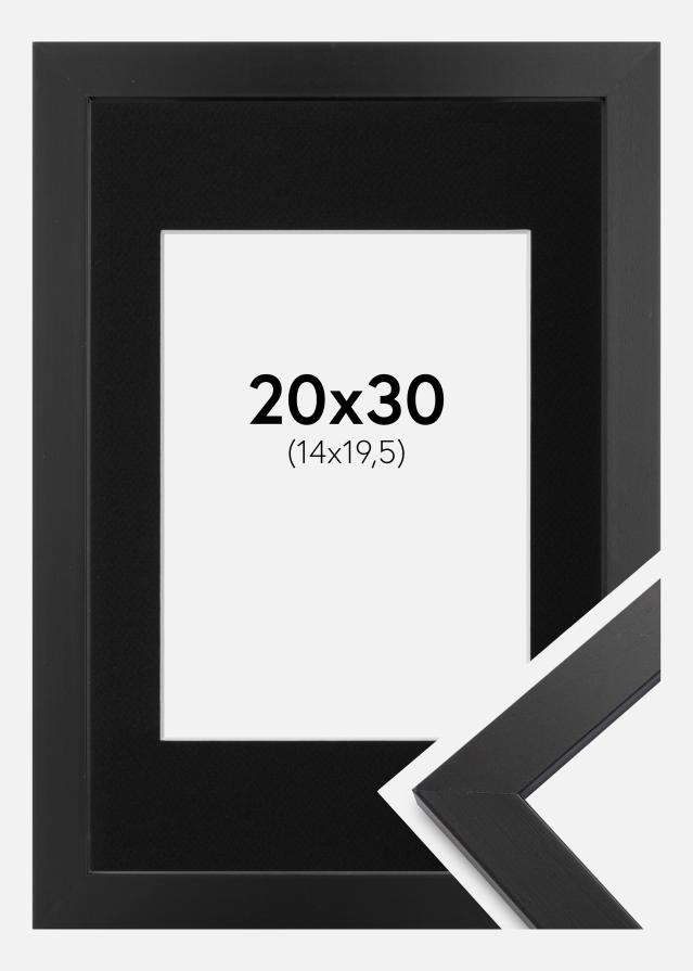 Cadre Black Wood 20x30 cm - Passe-partout Noir 15x21 cm (A5)